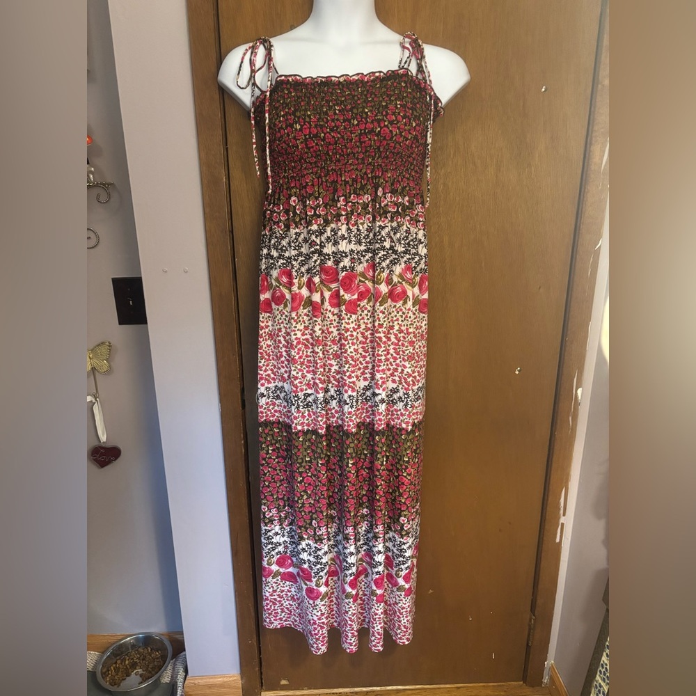 Poise Floral Maxi Dress with Pink and Brown Pattern